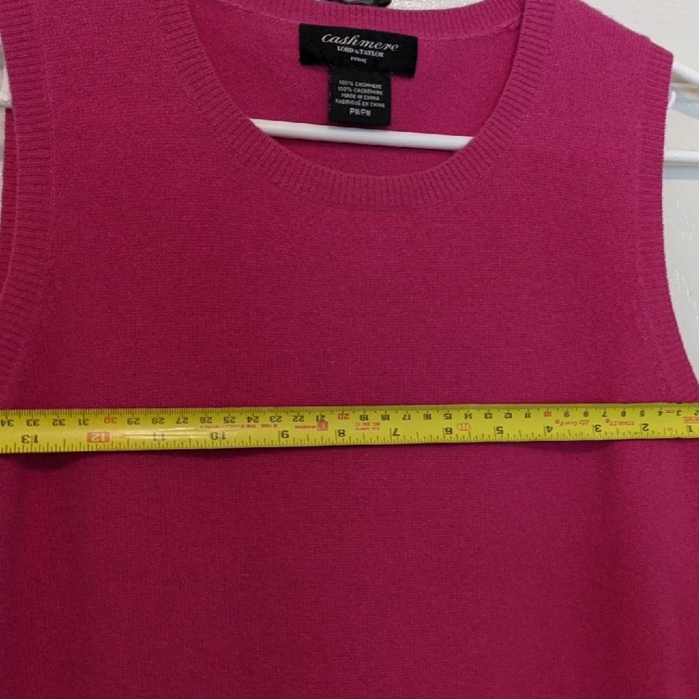 Lord & Taylor. Cashmere Sweater Vest, Fuchsia, Petite M - Picture 7 of 7
